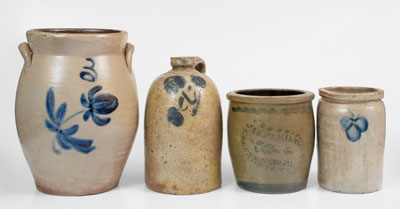 Lot of Four: Assorted Stoneware Vessels incl. JAS. HAMILTON & CO. / GREENSBORO, PA Cream Jar