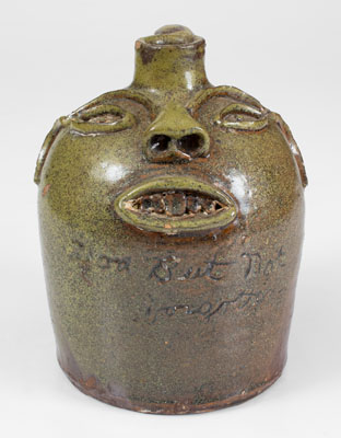 Attrib. Brown Family, Atlanta, GA, Stoneware Face Jug, Gon But Not forgotten, early 20th century