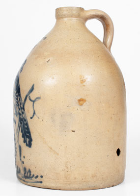 FORT EDWARD POTTERY CO. Two-Gallon Pheasant-on-Stump Stoneware Jug, c1859