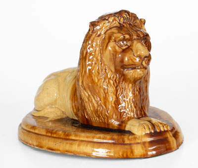 Fine Mogadore, Ohio, Large-Sized Stoneware Lion Figure