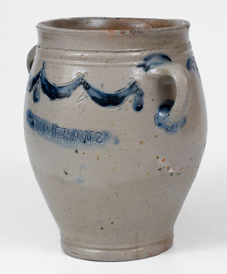 Fine COMMERAWS STONEWARE Vertical-Handled Jar, Thomas W. Commeraw, Lower East Side, NYC, c1800