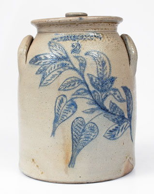 Outstanding NICHOLS & BOYNTON / BURLINGTON, VT Stoneware Lidded Jar w/ Elaborate Incised Decoration