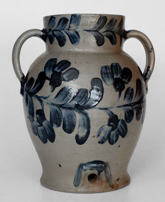 Extremely Rare H. MYERS Baltimore Stoneware Water Cooler w/ Elaborate Floral Decoration, circa 1821-29