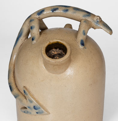 Extremely Rare Ohio Stoneware Harvest Jug w/ Lizard Handle, Pictured in The Magazine Antiques, 1946
