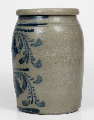 Fine Western PA 2 Gal. Stoneware Jar w/ Profuse Freehand Floral Decoration