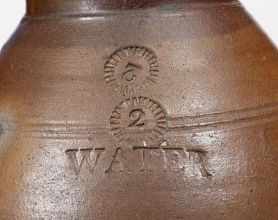 Very Rare Stoneware WATER Pitcher w/ Iron-Oxide Dip attrib. Branch Green, Philadelphia, PA, circa 1810
