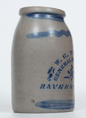 Stoneware Canning Jar w/ RAVENSWOOD, W. VA Stenciled Advertising
