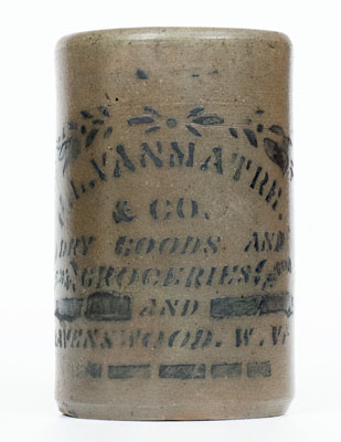 H.L. VANMATRE / DRY GOODS AND GROCERIES, / QUEENS AND STON. / RAVENSWOOD. W. V. Advertising Jar