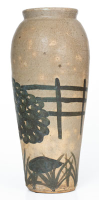 Exceptional Arie Meaders (Cleveland, Georgia) Peacock Vase, 1956-69