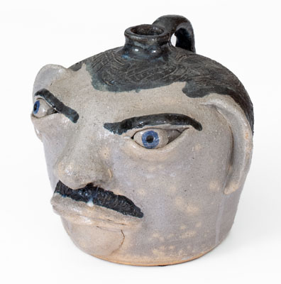 Exceedingly Rare and Important Arie Meaders (Cleveland, Georgia) Face Jug, 1956-69