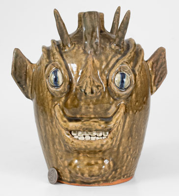 Extremely Rare John Meaders Double Face Devil Jug, Cleveland, GA
