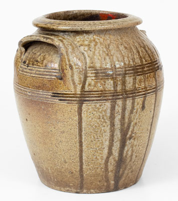 Fine J.A.C. (John A. Craven, Randolph County, NC) Stoneware Jar w/ Dramatic Glaze Runs