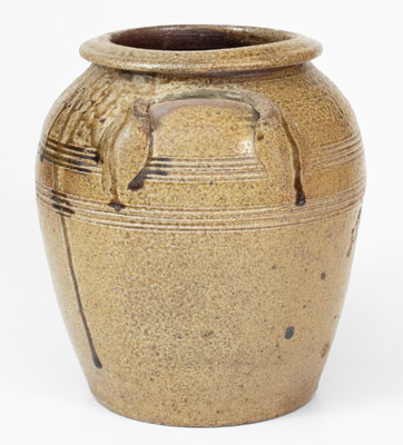Fine J.A.C. (John A. Craven, Randolph County, NC) Stoneware Jar w/ Dramatic Glaze Runs