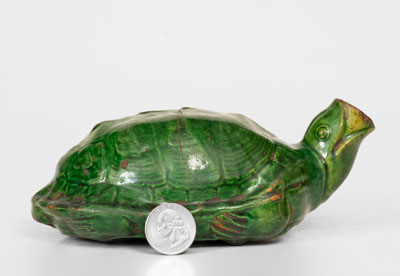 Exceedingly Rare Copper-Glazed Moravian Turtle Bottle, Salem, North Carolina, circa 1800-50