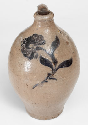 Fine 18th Century New York City Stoneware Jug w/ Incised Floral Decoration, probably Crolius Family