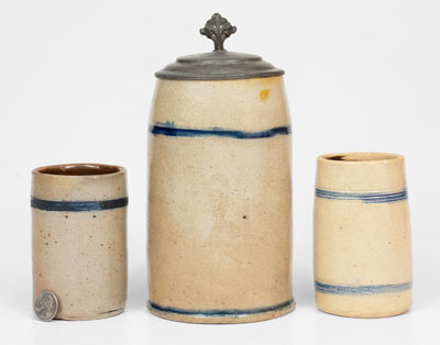Lot of Three: Banded Northeastern Stoneware Mugs