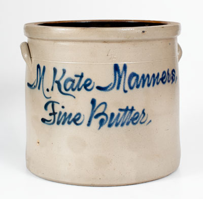 Rare M. Kate Manners / Fine Butter Crock, attrib. Fulper, Flemington, New Jersey