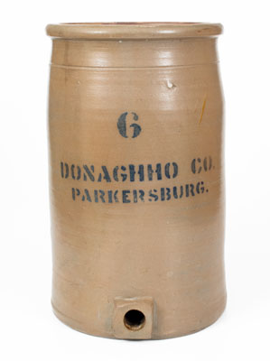 Very Rare DONAGHHO CO. / PARKERSBURG 6 Gal. Stoneware Water Cooler