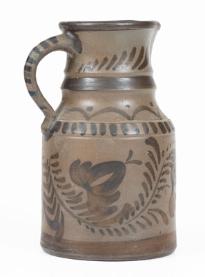 Exceptional New Geneva or Greensboro, PA Tanware Pitcher w/ Elaborate Freehand Decoration