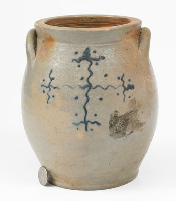 Hudson River Valley, NY Stoneware Jar w/ Abstract Cobalt Decoration, early 19th century