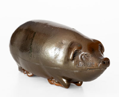 Extremely Rare Oversized Anna Pottery Pig Bottle, 