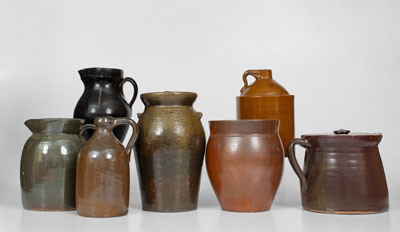 Lot of Seven: Assorted American Stoneware Jugs, Jars, and Pitchers