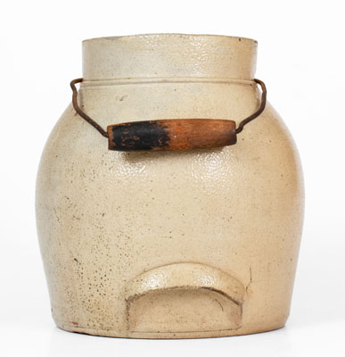 Stoneware Batter Pail with Floral Decoration, attrib. Nathan Clark, Jr., Athens, NY