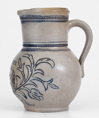 Extremely Rare and Important Small-Sized R. C. REMMEY / PHILADA. Stoneware Pitcher w/ Incised Decoration