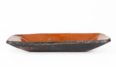 Unusual Slip-Decorated Redware Loaf Dish, probably Huntington, Long Island or Norwalk, CT, c1840