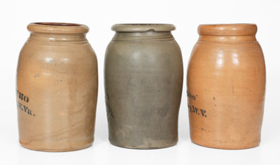 Lot of Three: A. P. Donaghho / Parkersburg, W. VA One-Gallon Stoneware Jars