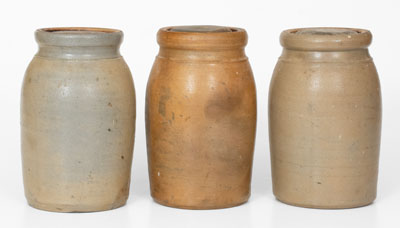 Lot of Three: A. P. Donaghho / Parkersburg, W. VA Half-Gallon Stoneware Canning Jars