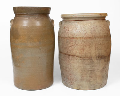 Lot of Two: DONAGHHO / PARKERSBURG, W. VA Stoneware Churn and Jar