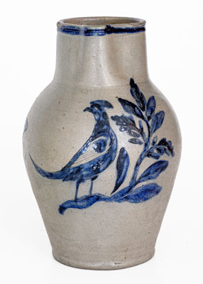Very Rare and Important Henry Remmey, Baltimore Stoneware Pitcher w/ Elaborate Incised Bird and Floral Designs