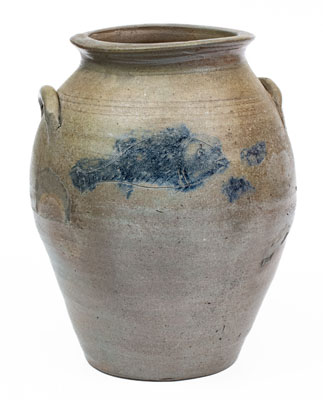 Extremely Rare and Important James River, VA Stoneware Jar w/ Incised Fish Decoration