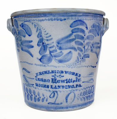 Outstanding and Important Isaac Hewitt, Jr. / Rices Landing, PA Monumental 20 Gal. Stoneware Jar