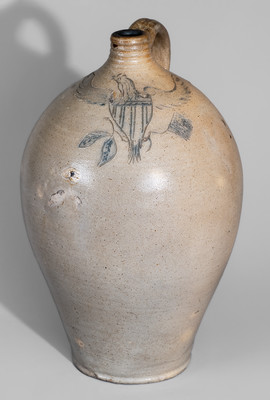 Rare and Fine attrib. Daniel Goodale, Hartford, CT Stoneware Jug w/ Incised Federal Eagle Decoration