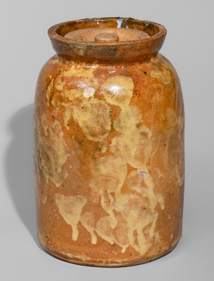 Exceptional Slip-Decorated Galena, Illinois Redware Jar w/ Lid