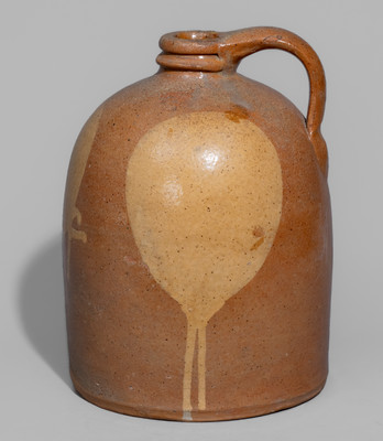 Rare and Fine Slip-Decorated Galena, Illinois Redware Moon Jug