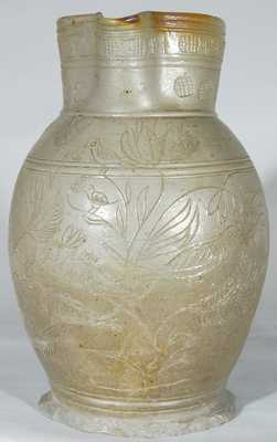 Stoneware Pitcher w/ Incised Birds, probably Webster School, Randolph County, NC
